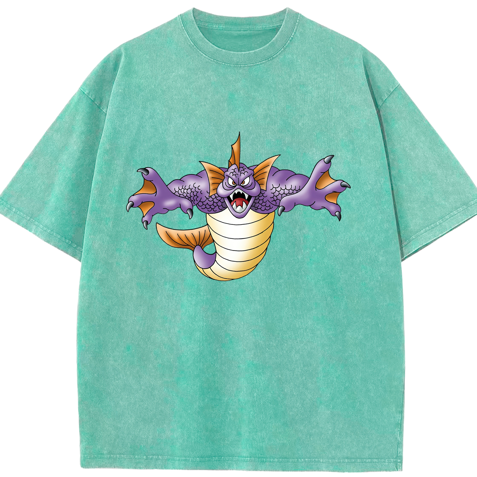 （画像用） ドラゴンクエスト Doragon Kuesuto Dragon Quest 綿100% ヴィンテージ風 半袖Tシャツ（フロントプリント）